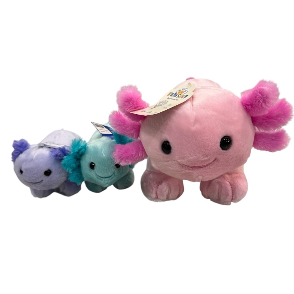 Build a Bear Lot - Includes 2 Mini Baby & 1 Pink Axolotl Plush Animals